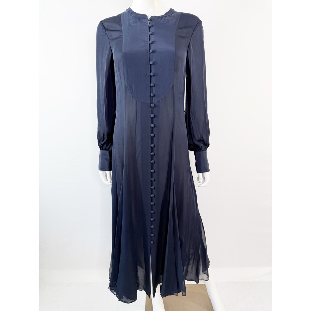 La Ligne NY Navy Blue Maxi Dress Size XS Button Down Modest Formal Winter